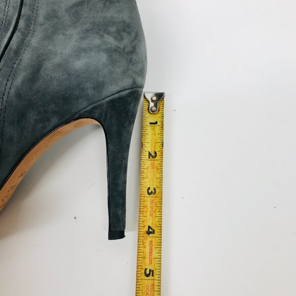 Antonio Melani Kylan Gray Suede and Rabbit Fur Heeled Ankle Booties